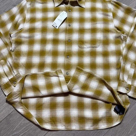 NWT Uniqlo Men’s Casual Long Sleeve Button Down Flannel Shirt Tan Tellow Size XL - Picture 7 of 12
